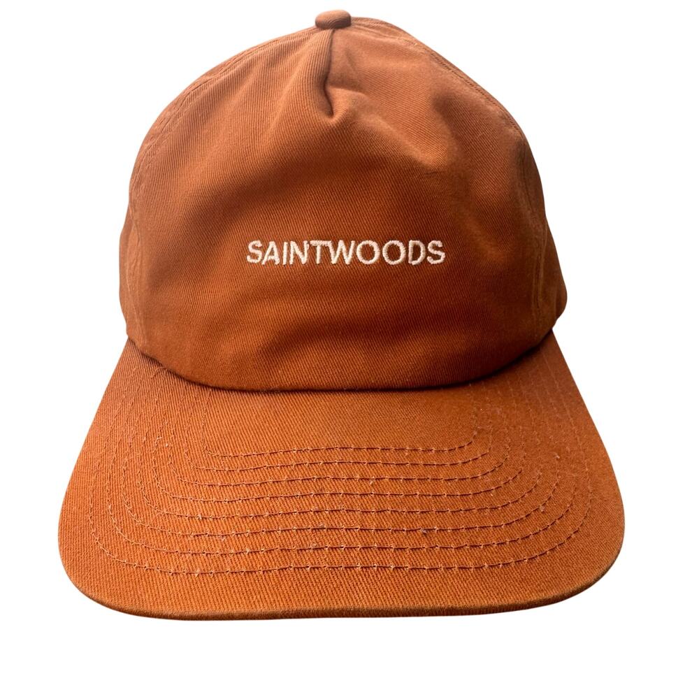 Saintwoods Orange Snapback Hat White Logo Streetwear Cap Adjustable - Picture 2 of 5